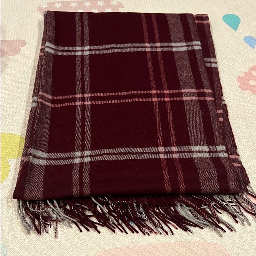 Club Monaco Burgundy Plaid Scarf